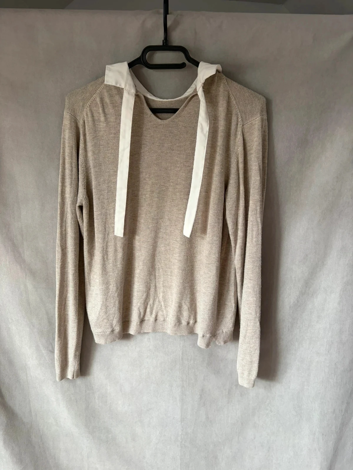 Jersey beige con cuello blanco de Gémo, talla L – photo 3
